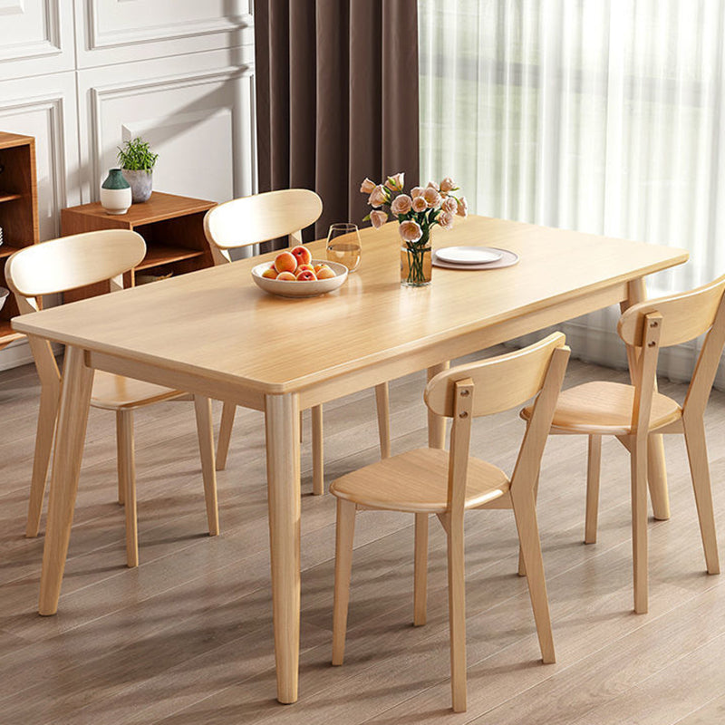 Contemporary Wooden Dining Table Rectangle Table with Wood Legs for Home Use