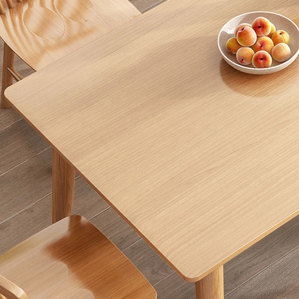 Contemporary Wooden Dining Table Rectangle Table with Wood Legs for Home Use