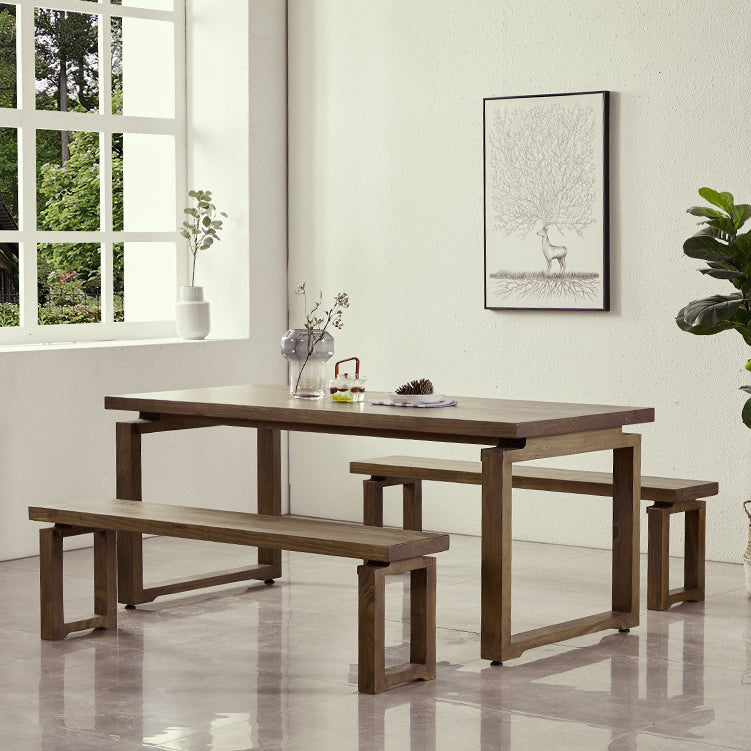Industrial Double Pedestal Dining Table Pine Wood Table for Cafe Dining Room