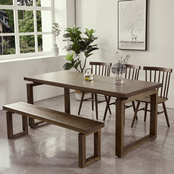 Industrial Double Pedestal Dining Table Pine Wood Table for Cafe Dining Room