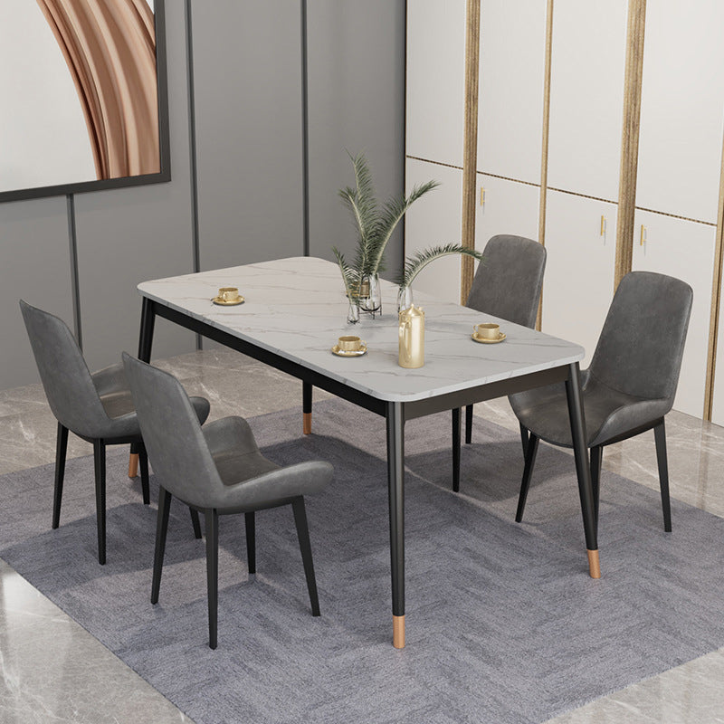 Medieval Modern Stone Dining Table with 4 Legs Pedestal Table for Dining Room