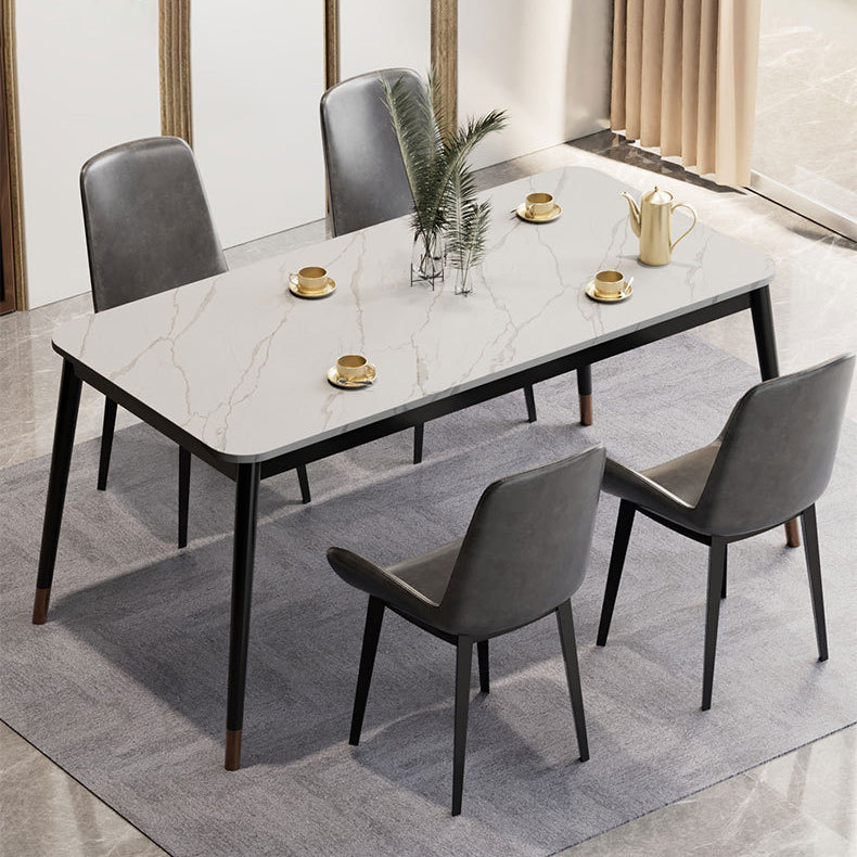 Medieval Modern Stone Dining Table with 4 Legs Pedestal Table for Dining Room