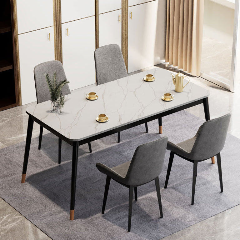 Medieval Modern Stone Dining Table with 4 Legs Pedestal Table for Dining Room