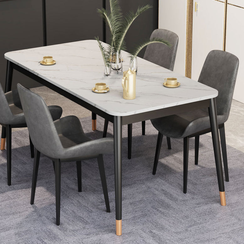 Medieval Modern Stone Dining Table with 4 Legs Pedestal Table for Dining Room