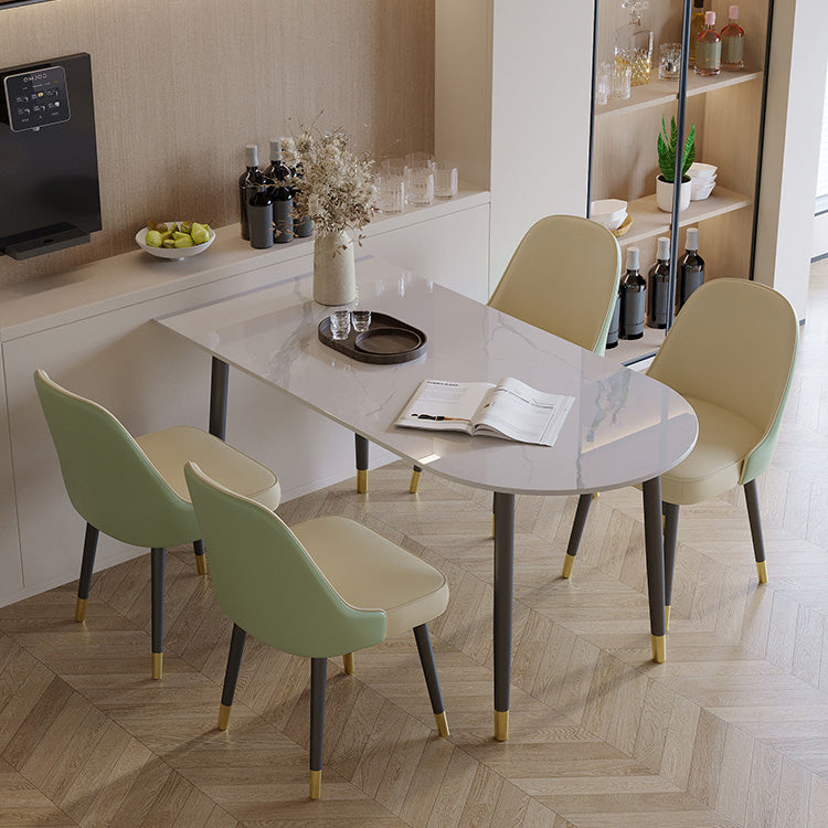 Black Base Dining Table Modern Stone Table for Kitchen Dining Room
