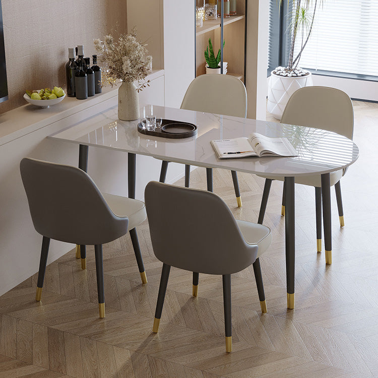 Black Base Dining Table Modern Stone Table for Kitchen Dining Room
