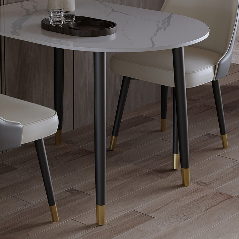 Black Base Dining Table Modern Stone Table for Kitchen Dining Room