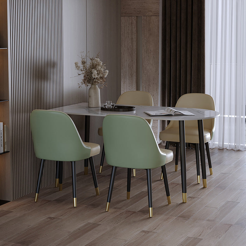 Black Base Dining Table Modern Stone Table for Kitchen Dining Room