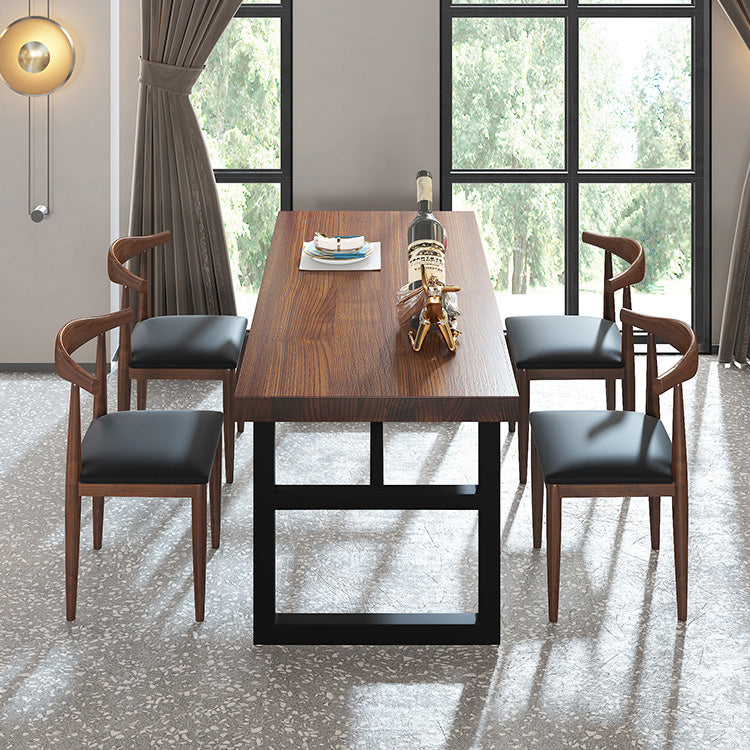 Industrial Rectangle Dining Table Wooden Table with Metal Base for Home Use