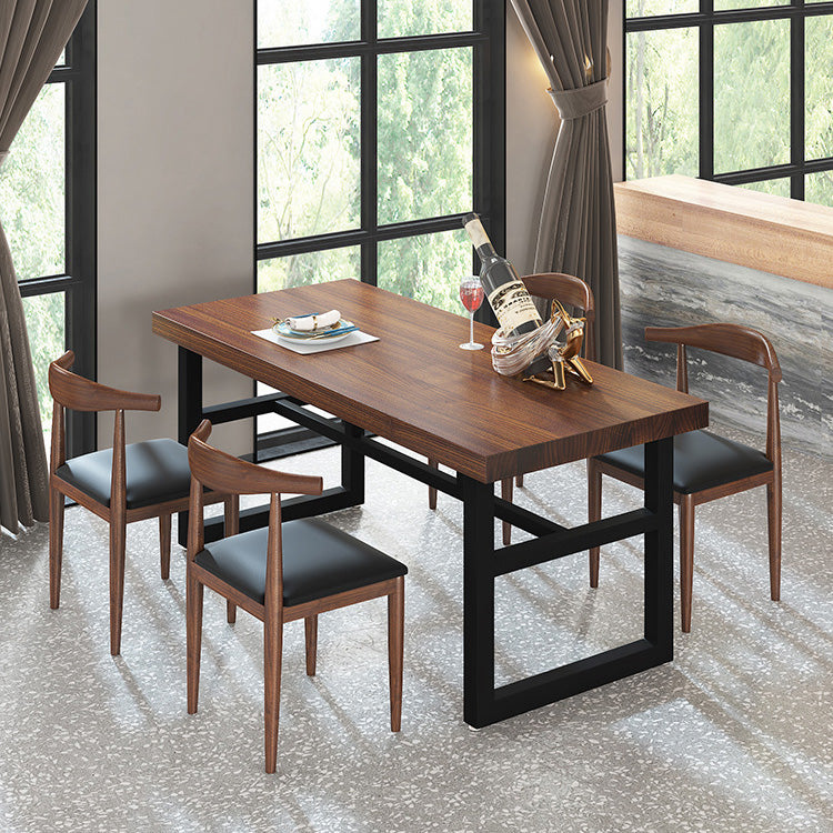 Industrial Rectangle Dining Table Wooden Table with Metal Base for Home Use