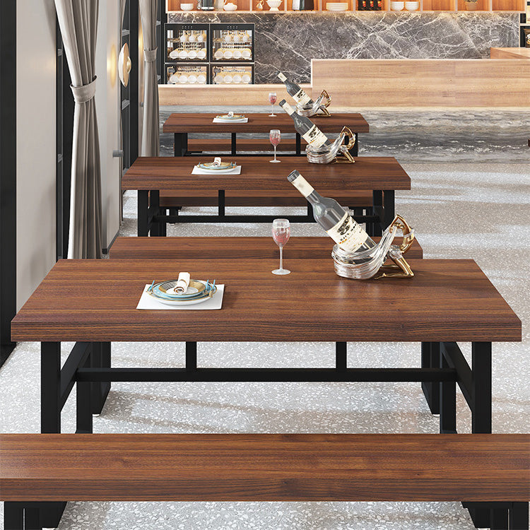 Industrial Rectangle Dining Table Wooden Table with Metal Base for Home Use