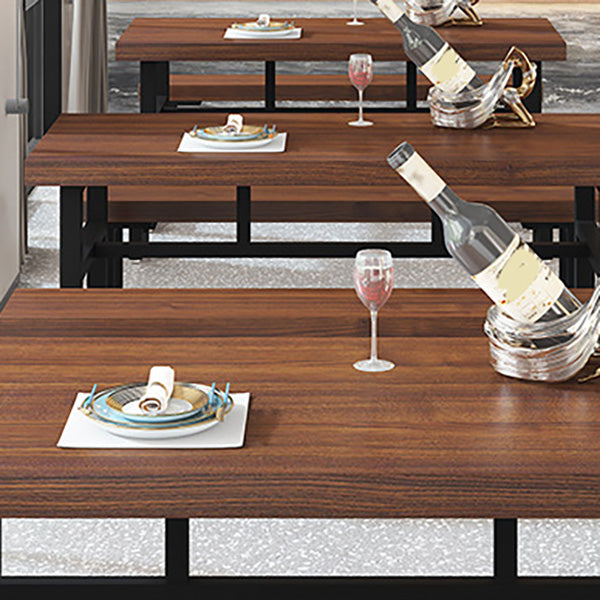 Industrial Rectangle Dining Table Wooden Table with Metal Base for Home Use