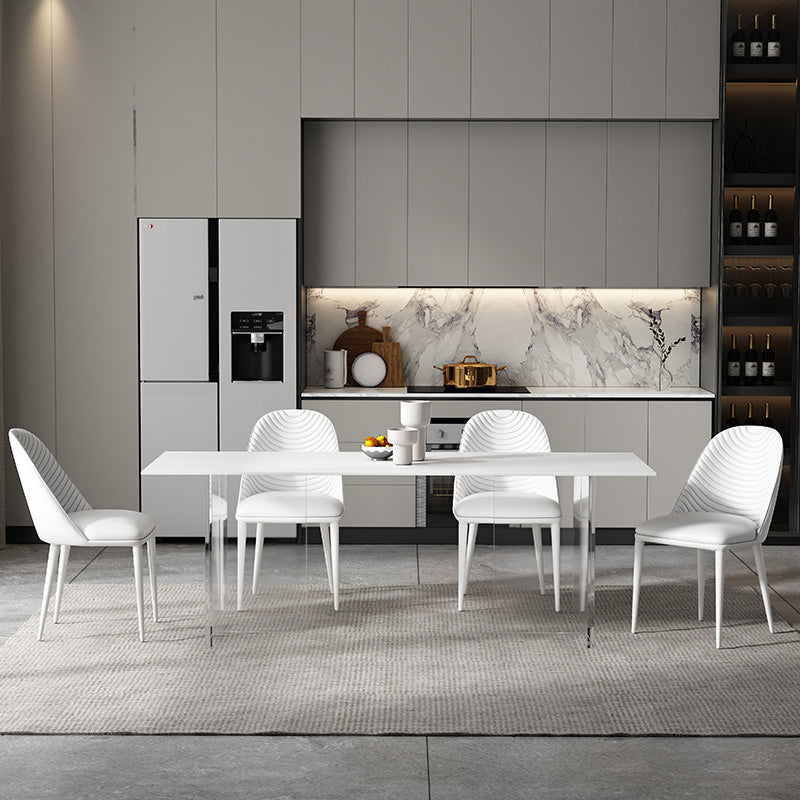 Medieval Modern Rectangle Dining Table Sintered Stone Table with Acrylic Legs for Home Use