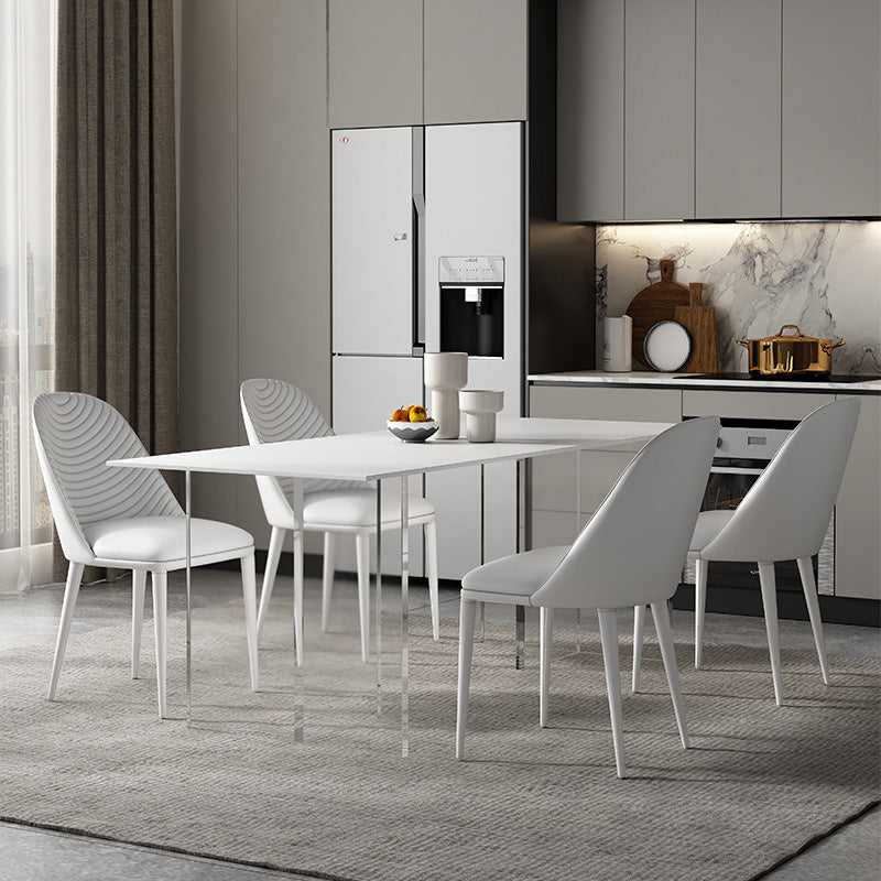 Medieval Modern Rectangle Dining Table Sintered Stone Table with Acrylic Legs for Home Use