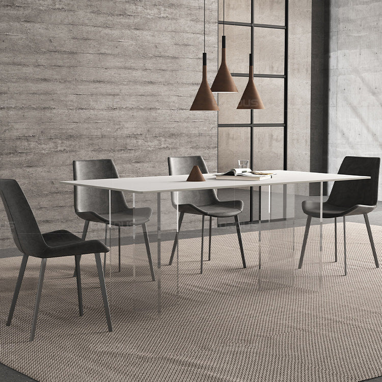 Medieval Modern Rectangle Dining Table Sintered Stone Table with Acrylic Legs for Home Use