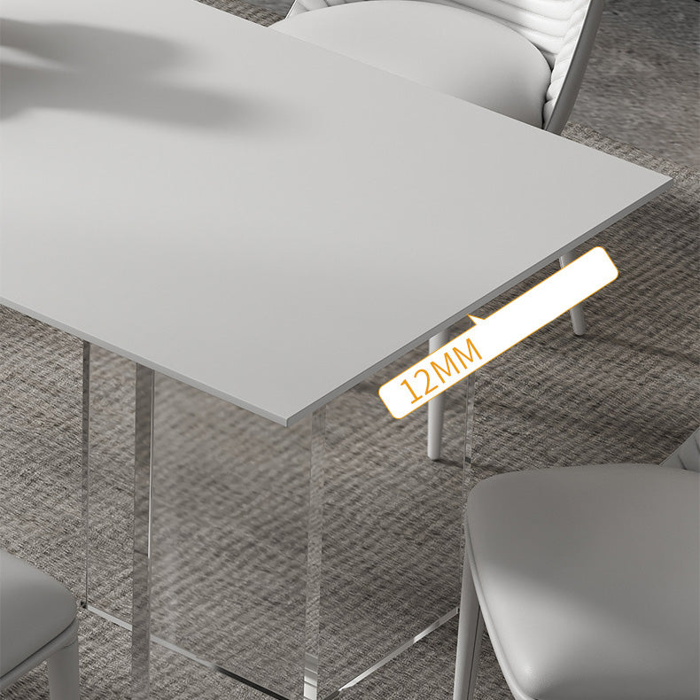 Medieval Modern Rectangle Dining Table Sintered Stone Table with Acrylic Legs for Home Use