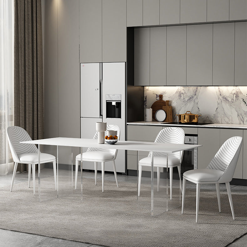 Medieval Modern Rectangle Dining Table Sintered Stone Table with Acrylic Legs for Home Use
