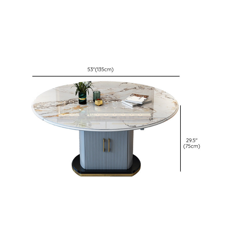 Modern Scalable Dining Table Stone Round Table for Dining Room