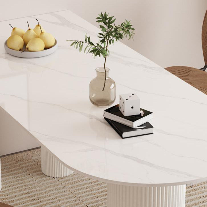 Modern Dining Table Sintered Stone Table with Wood Legs for Home Use