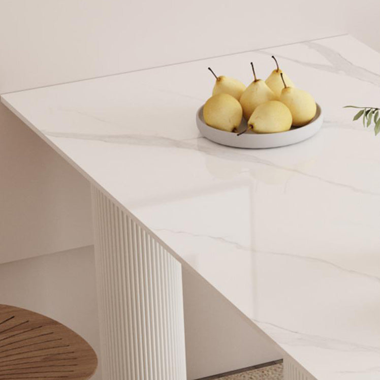 Modern Dining Table Sintered Stone Table with Wood Legs for Home Use