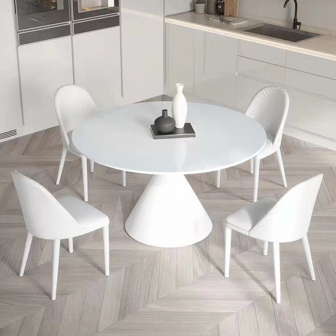 Contemporary Round Dining Table Sintered Stone Table with Metal Leg for Home Use