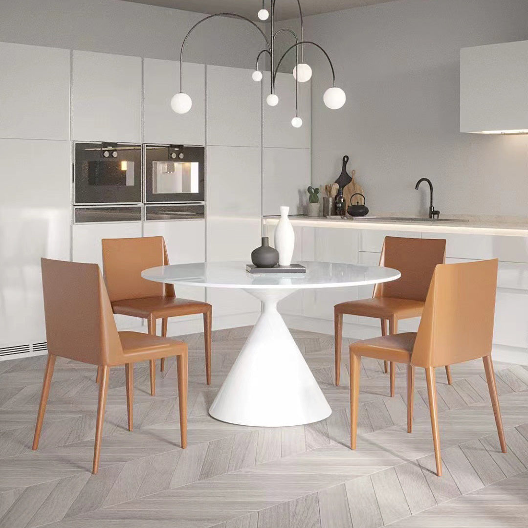 Contemporary Round Dining Table Sintered Stone Table with Metal Leg for Home Use