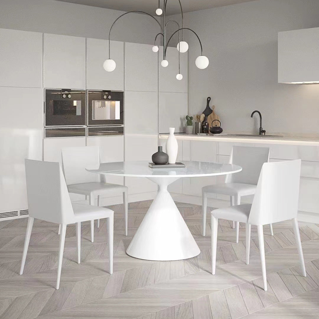 Contemporary Round Dining Table Sintered Stone Table with Metal Leg for Home Use
