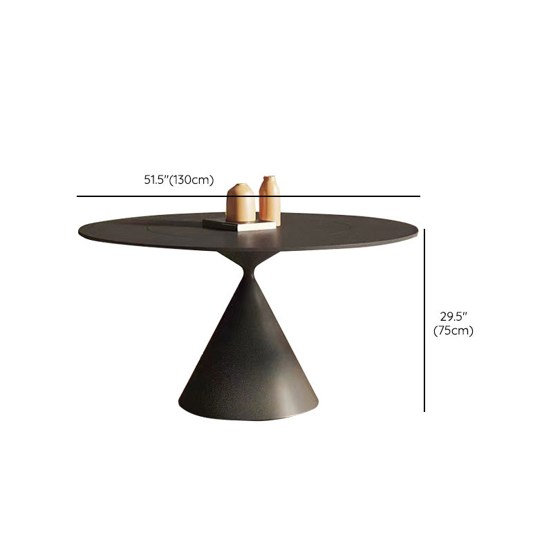 Contemporary Round Dining Table Sintered Stone Table with Metal Leg for Home Use