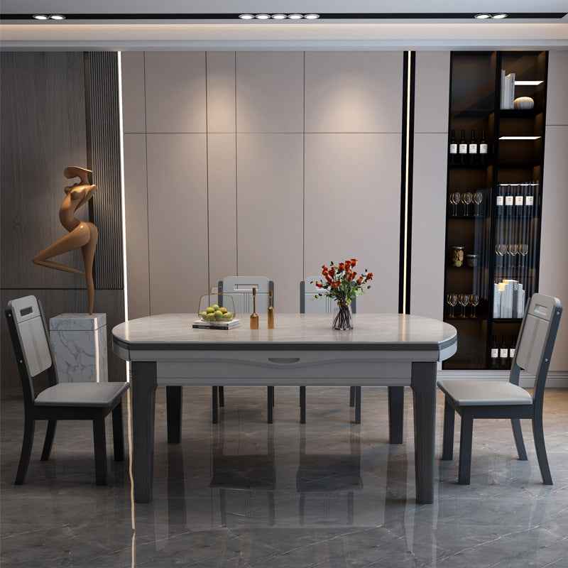 Modern Scalable Stone Dining Table 4 Legs Table for Dining Room