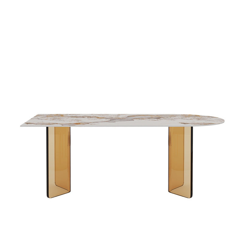Modern Dining Table Sintered Stone Table with Acrylic Legs for Home Use