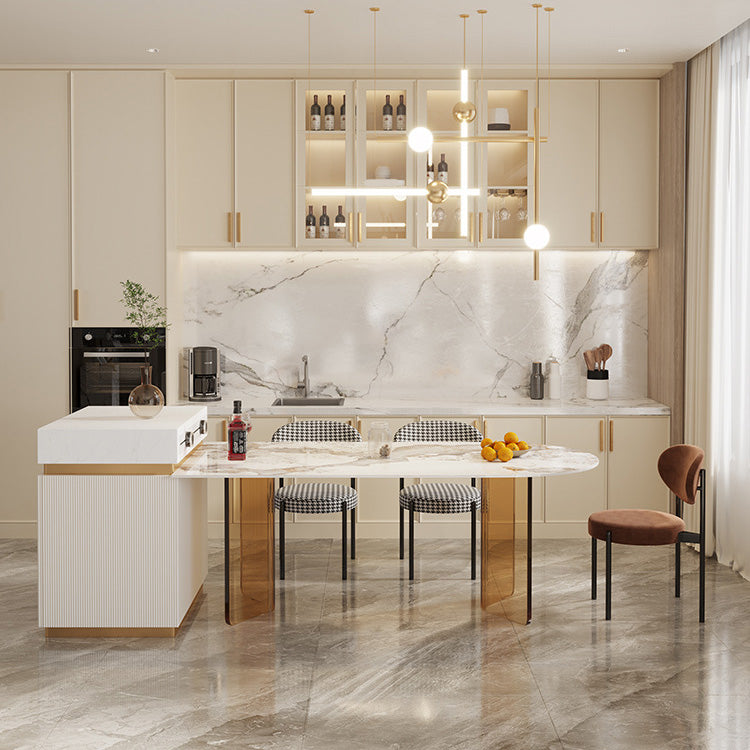 Modern Dining Table Sintered Stone Table with Acrylic Legs for Home Use
