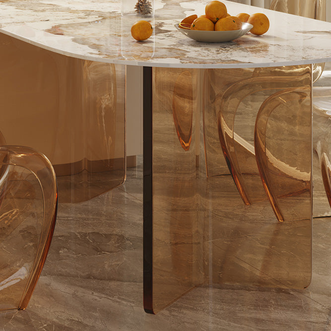 Modern Dining Table Sintered Stone Table with Acrylic Legs for Home Use
