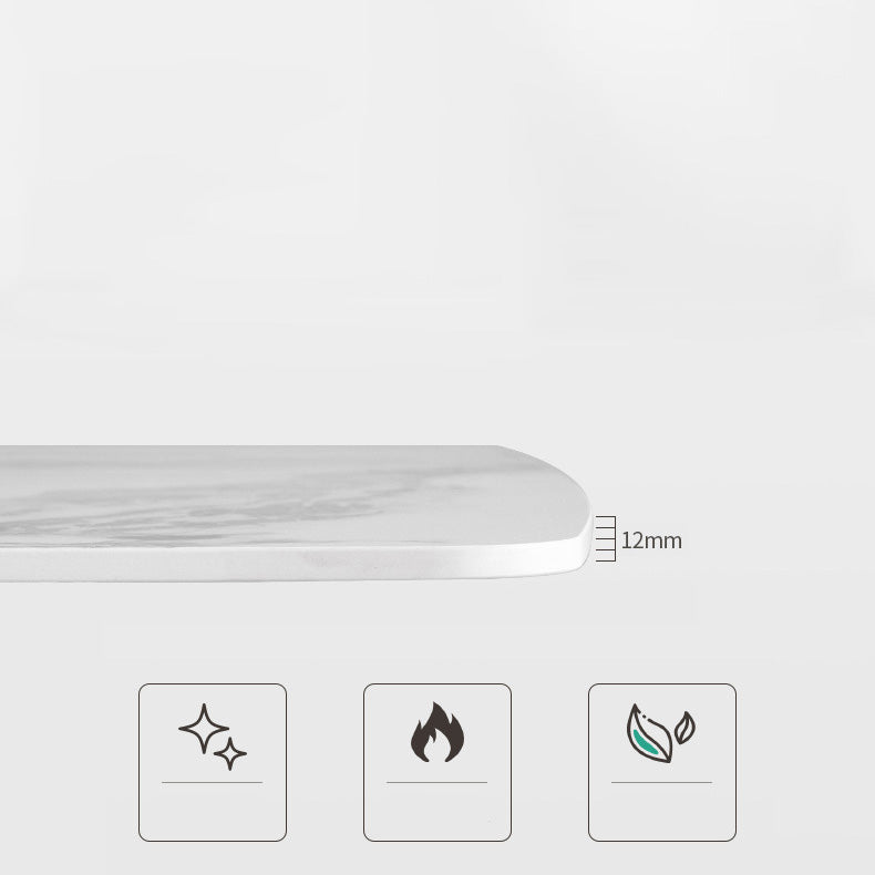 Glam White Dining Table Stone Rectangular Table for Dining Room