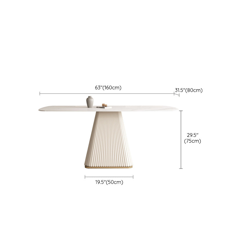 Glam White Dining Table Stone Rectangular Table for Dining Room