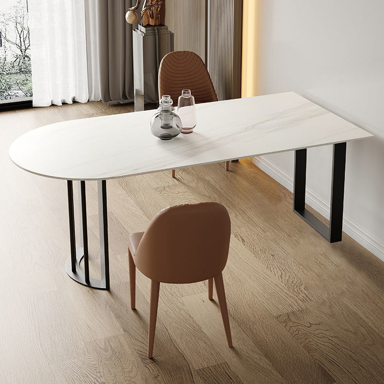 Modern Dining Table Sintered Stone Table with Metal Legs for Home Use