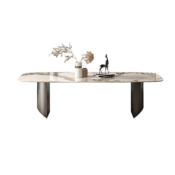Contemporary Dining Table Sintered Stone Table with Metal Legs for Home Use