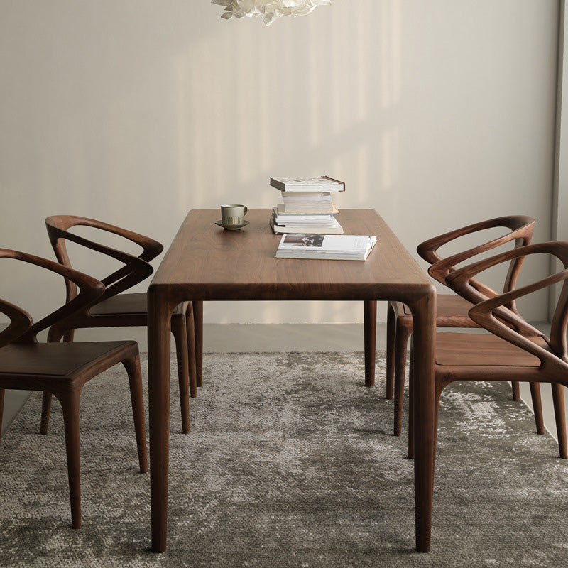Industrial Dining Table Rectangular Table with Wooden Legs for Home Use