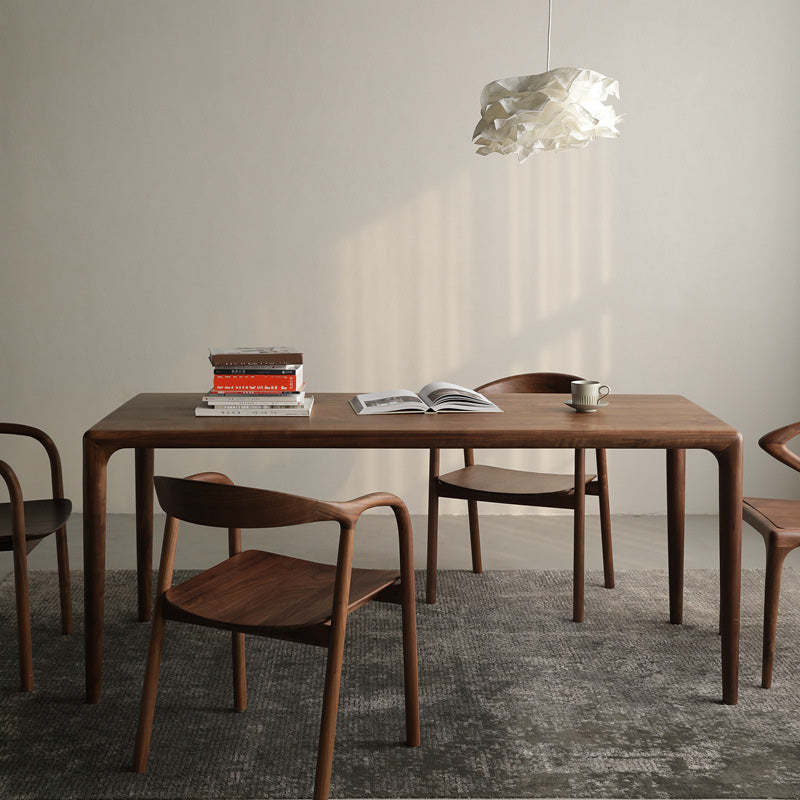 Industrial Dining Table Rectangular Table with Wooden Legs for Home Use