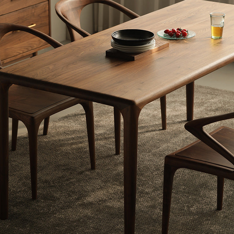 Industrial Dining Table Rectangular Table with Wooden Legs for Home Use