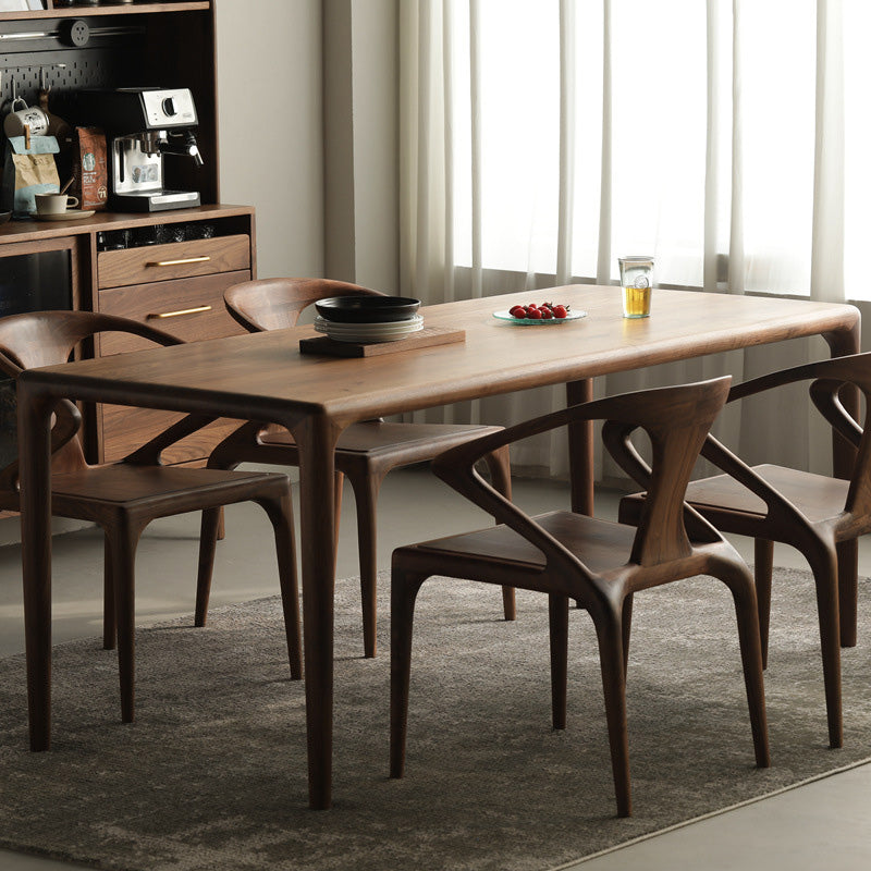Industrial Dining Table Rectangular Table with Wooden Legs for Home Use