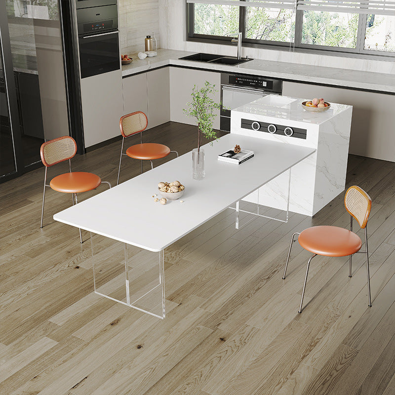 Stone Dining Table Modern Table with Double Pedestal Base for Dining Room