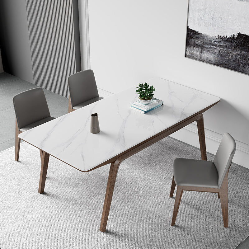 Modern Stone Rectangle Dining Table 4 Legs Table for Kitchen