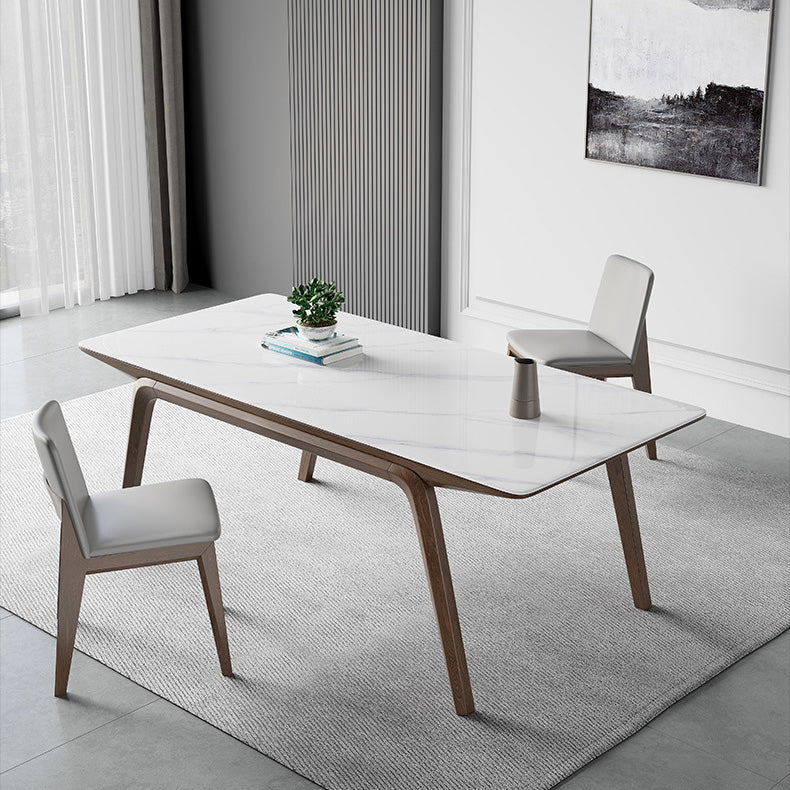 Modern Stone Rectangle Dining Table 4 Legs Table for Kitchen