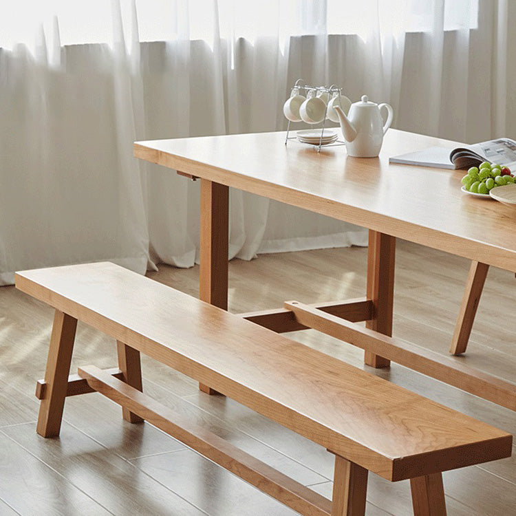 Modern Dining Table Pine Wood Rectangle Table with Trestle Base for Dining Room