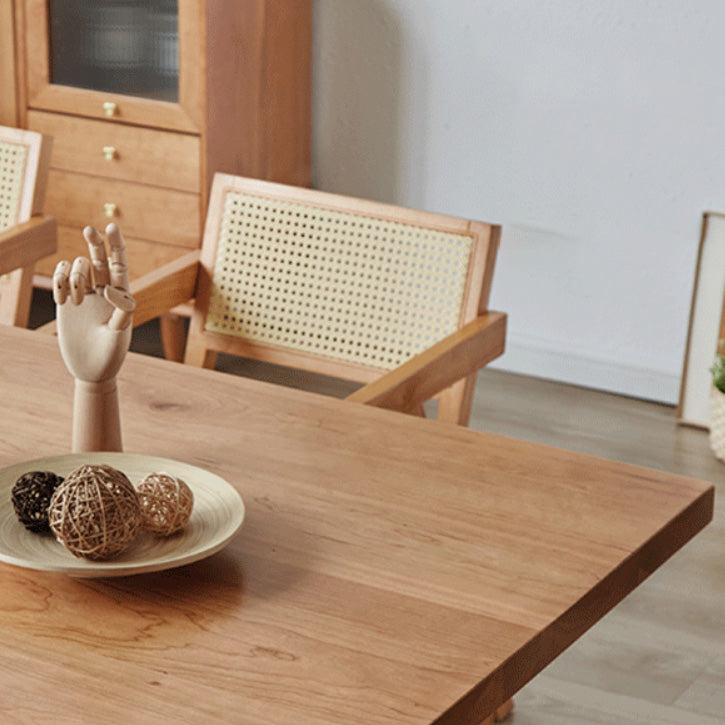 Modern Dining Table Pine Wood Rectangle Table with Trestle Base for Dining Room