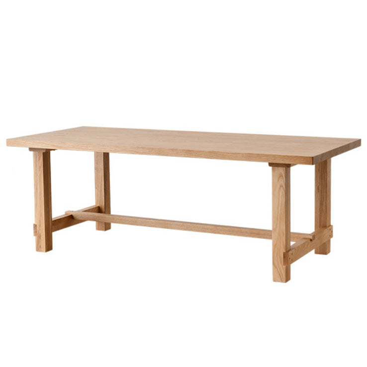 Modern Dining Table Pine Wood Rectangle Table with Trestle Base for Dining Room