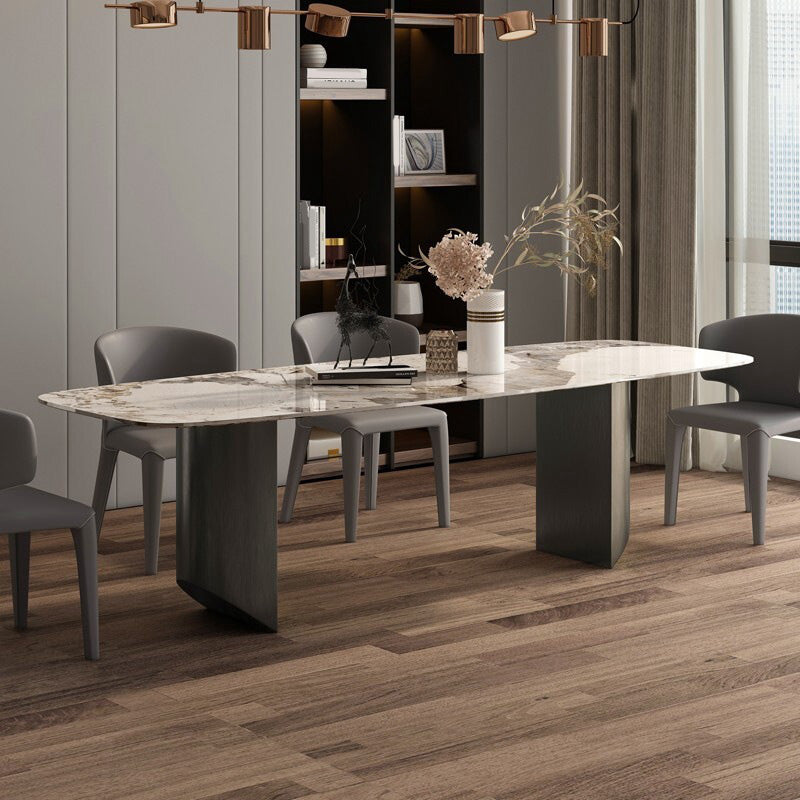 Modern Stone Dining Table Rectangle Table for Dining Room Kitchen
