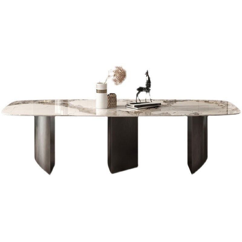 Modern Stone Dining Table Rectangle Table for Dining Room Kitchen
