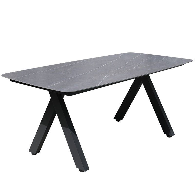 Metal Frame Dining Table Water Resistant Stone Table, 29.52" High