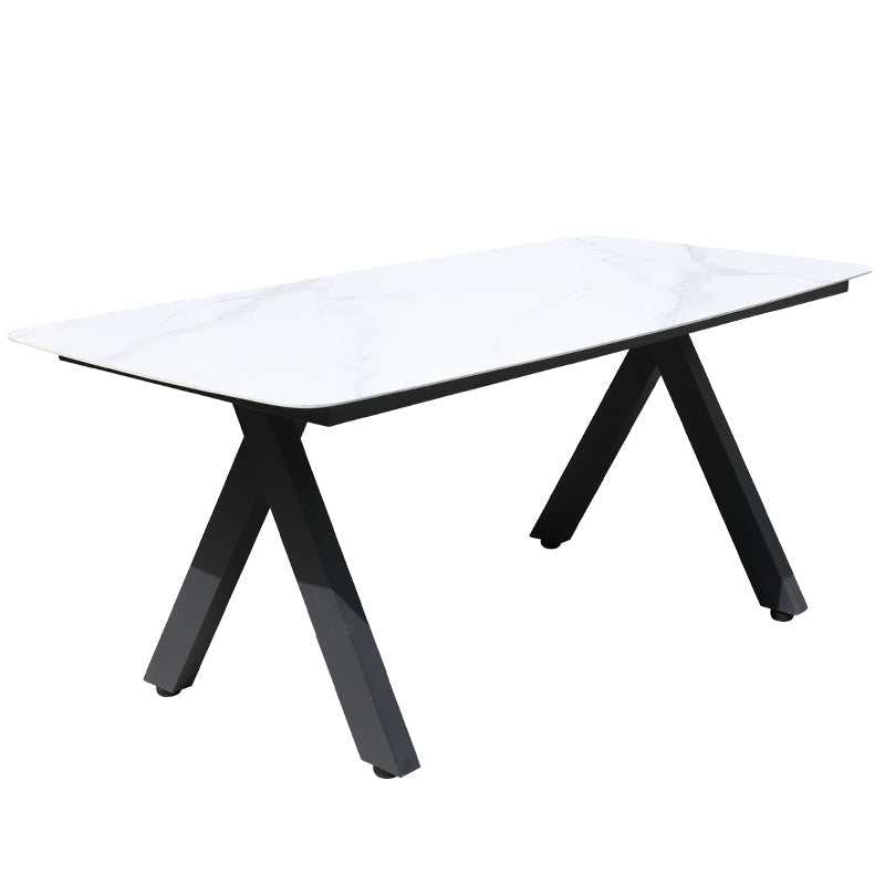 Metal Frame Dining Table Water Resistant Stone Table, 29.52" High